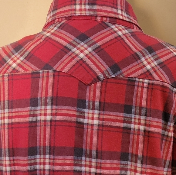 JACHS GIRLFRIEND Red Plaid Shacket, Snap-down, Size Small - Picture 5 of 11